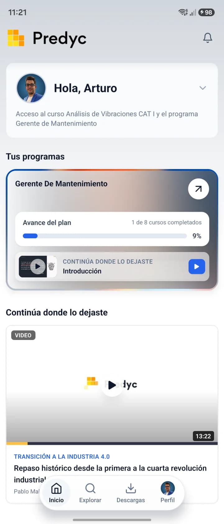 Pantalla de la app de Predyc
